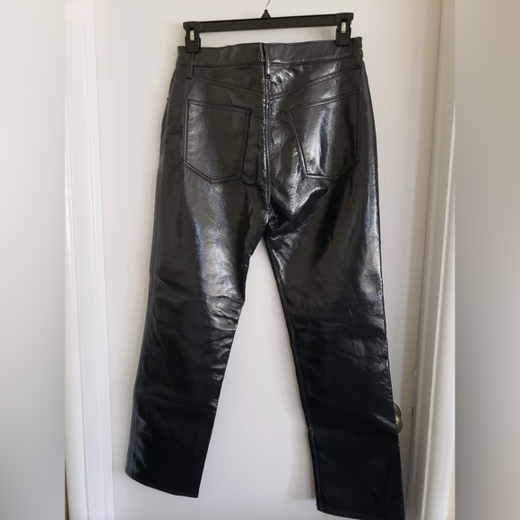 NWOT AGOLDE Recycled Leather 90s Pinch Waist Pants in Shadow Patent Size 30 - Picture 8 of 14